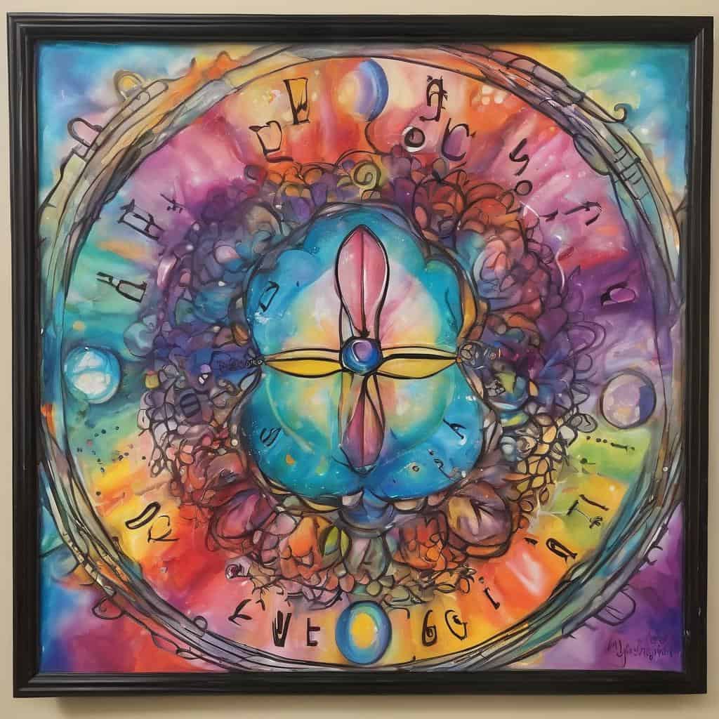 Ανθρώπινη καρδιά με πολύχρωμο αφηρημένο φόντο, συμβολίζει την εσωτερική ευτυχία και αυτογνωσία.